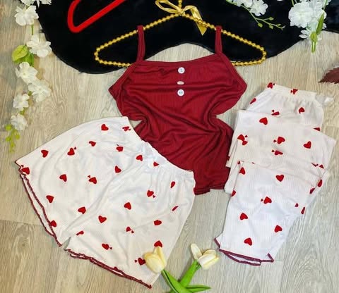 بيجاما القلوب القطنية