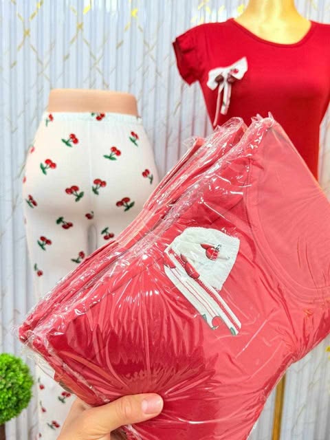 🍒 بيجاما Cerise القطنية – دلال وراحة كيما تحبّي! 🍒