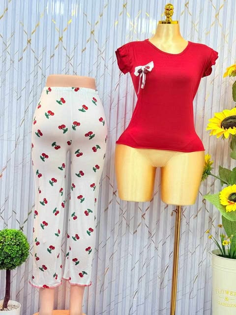 🍒 بيجاما Cerise القطنية – دلال وراحة كيما تحبّي! 🍒